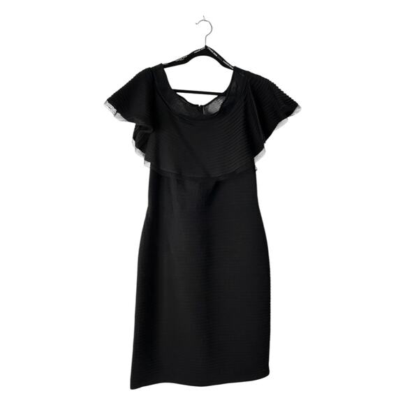 Tadashi Shoji Dresses & Skirts - Tadashi Shoji Tabora Dress Size XL‎ Black Off Shoulder Ruffle Pintucked Jersey